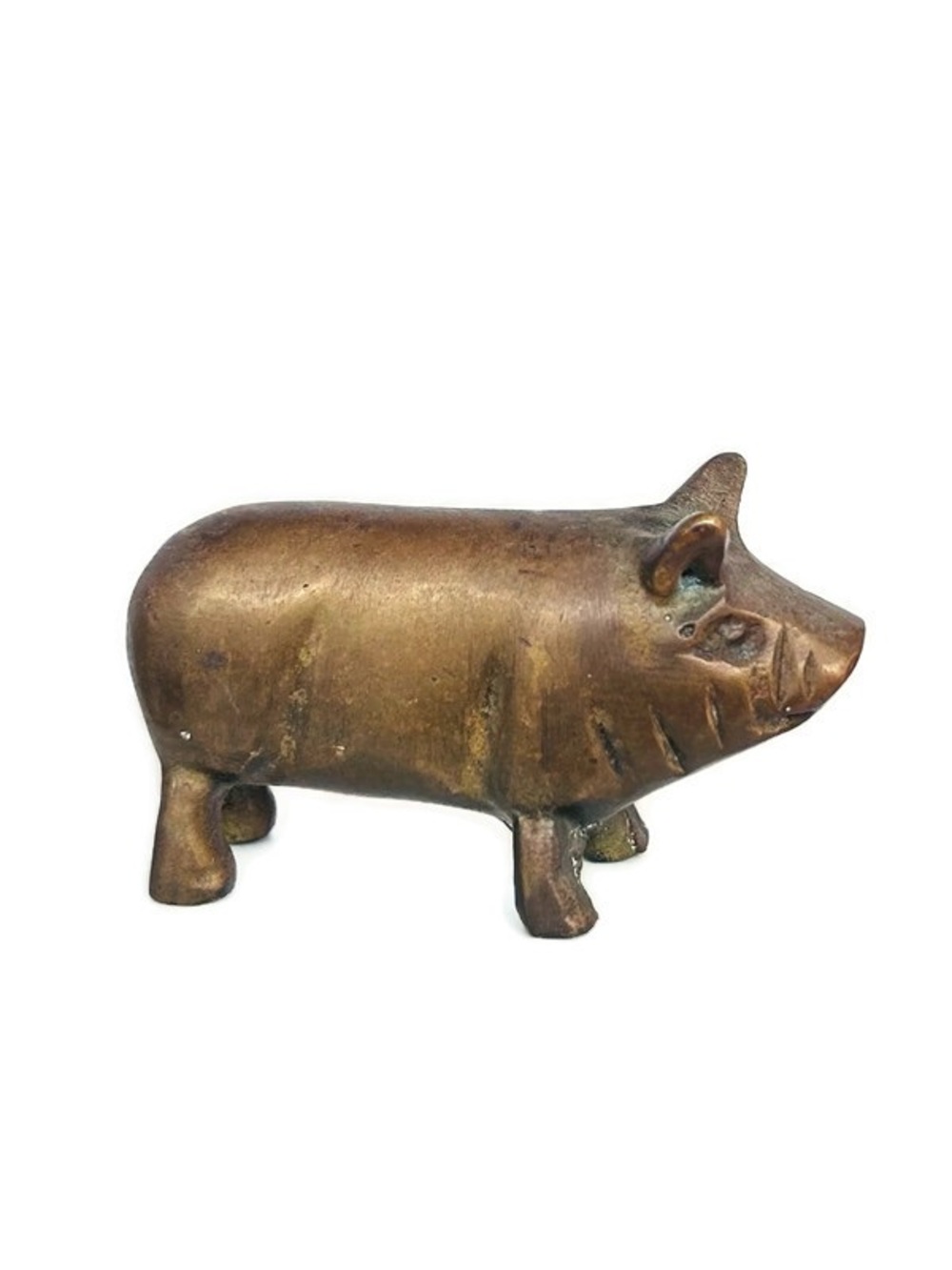 Mini Rustic Brass Pig Figurine Farmhouse Decor